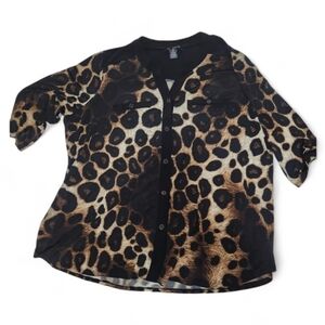 Elie McCarthy Leopard Print Blouse  3xl
